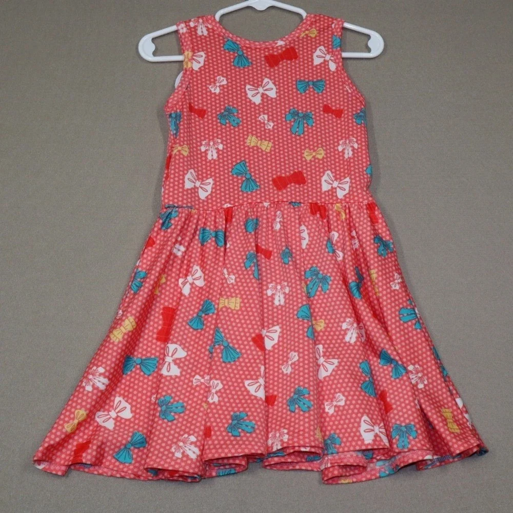 Dot Dot Smile Little Girls Tank Dress - Pink Bows and Polka‎ Dots - Size 2T